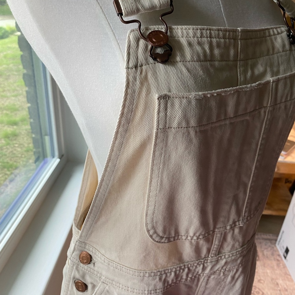 JCrew denim, off white overalls size Medium